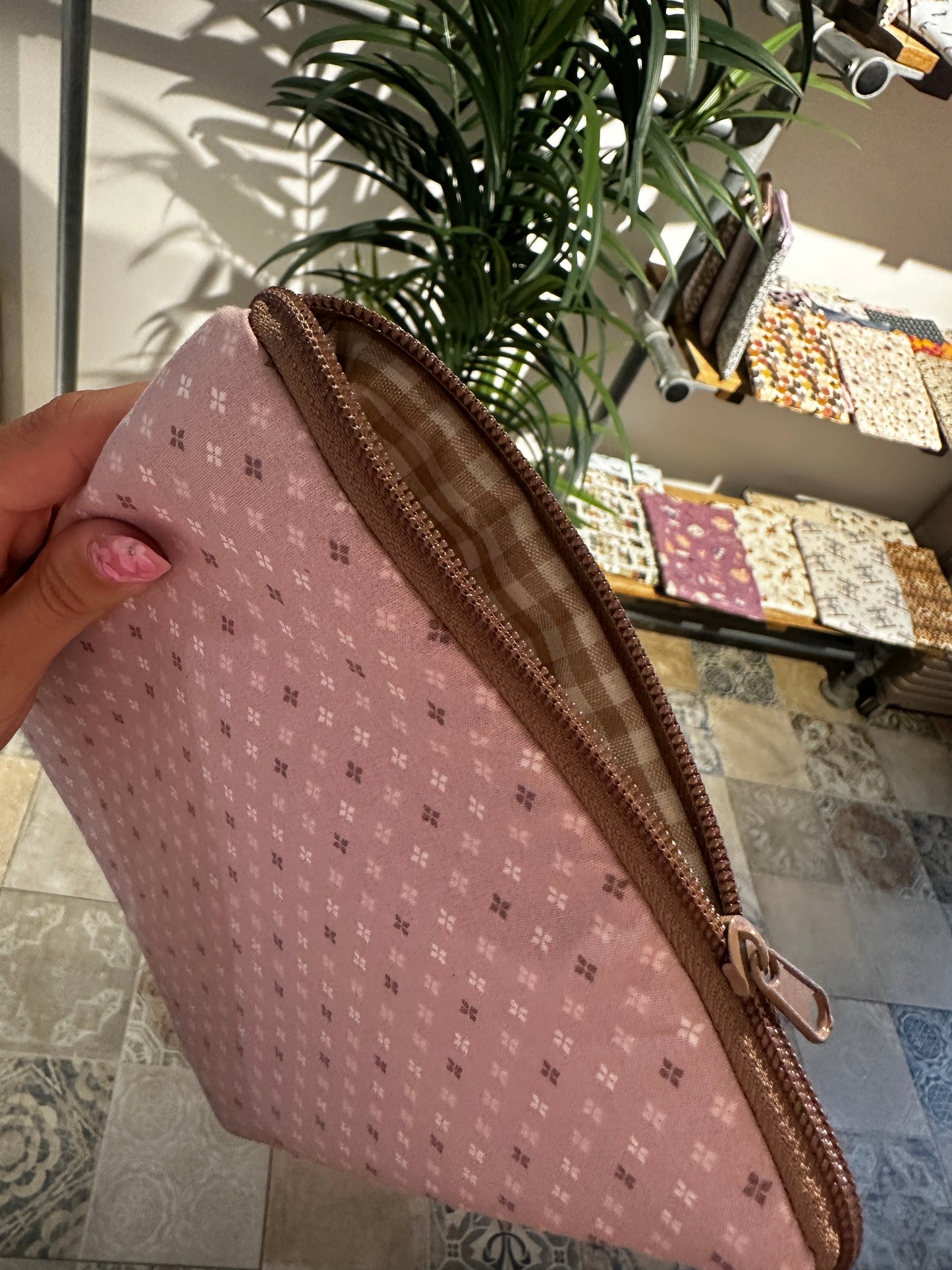 Funda para libros rombos rosas