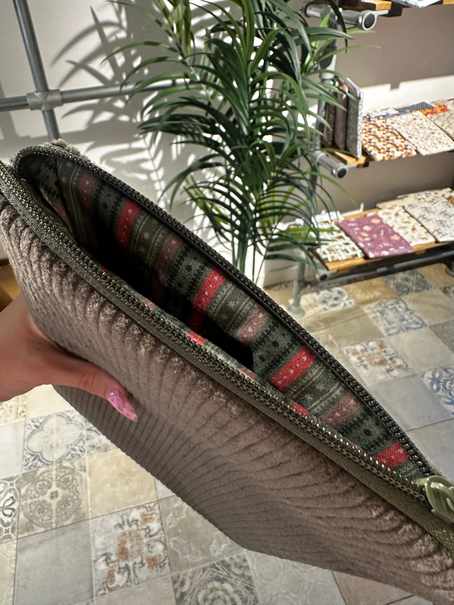 Funda para libros pana verde