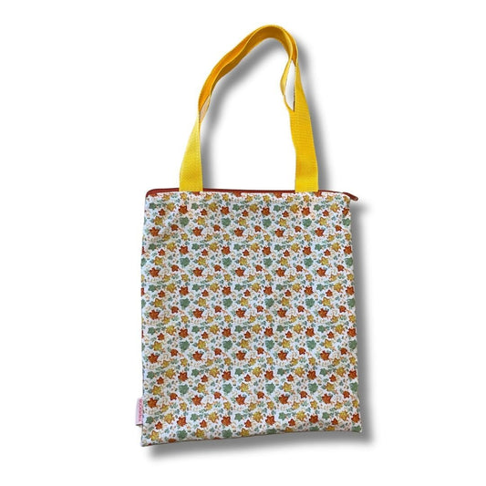 Tote bag con cremallera Hojas otoñales, bolsa de tela reutilizable - Bookmima